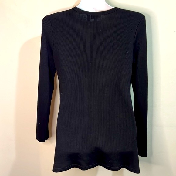 Theory Ailer Black Rib Knit Crewneck pullover sweater L0929521 size L - Picture 5 of 8